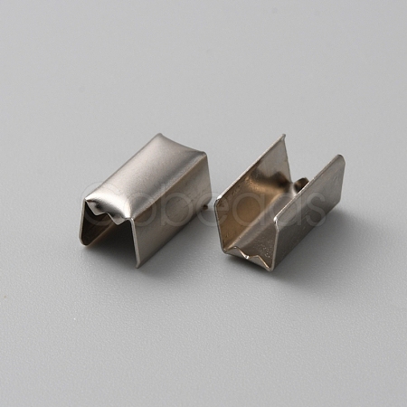 100Pcs Iron Folding Crimp Ends IFIN-WH0086-03B-P-1