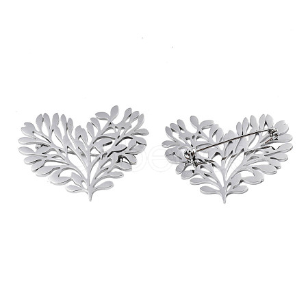 201 Stainless Steel Heart Tree Lapel Pin JEWB-N007-126P-1