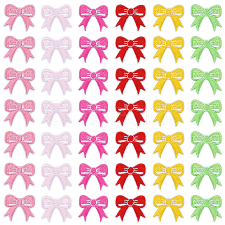 48Pcs 6 Colors Bowknot Polyester Embroidery Sew on Cloth Patches DIY-BC0015-84-1