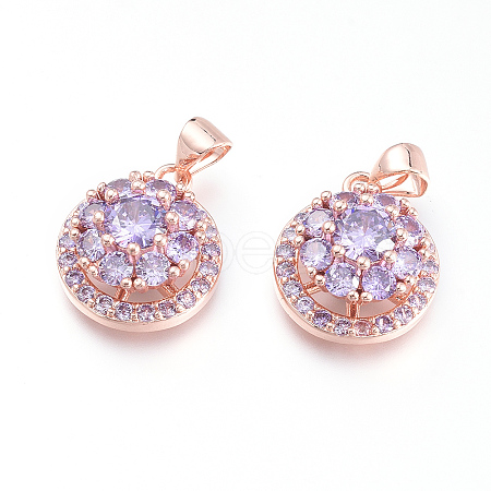 Brass Micro Pave Cubic Zirconia Pendants ZIRC-L094-02-RG-1