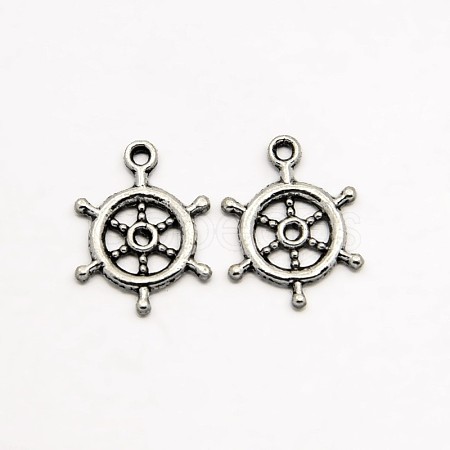 Tibetan Style Alloy Rudder Helm Pendants X-TIBEP-O009-08-1