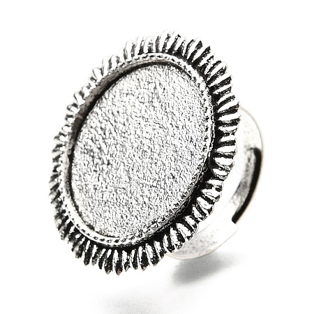 Vintage Adjustable Iron Finger Ring Components Alloy Cabochon Bezel Settings X-PALLOY-Q300-14AS-NR-1