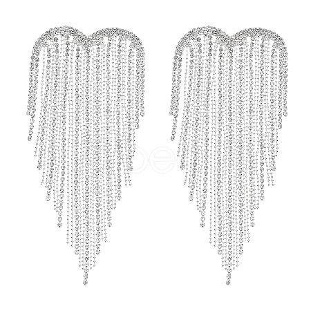 2Pcs Heart Tassel Alloy Rhinestone Lapel Pins for Clothes JEWB-NB0001-30S-1