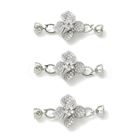 SHEGRACE Brass Micro Pave Clear Cubic Zirconi Fold Over Clasps XGRQ6B427-888P-1