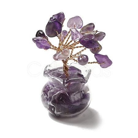Natural Amethyst Chips Tree Decorations DJEW-Z007-02G-1