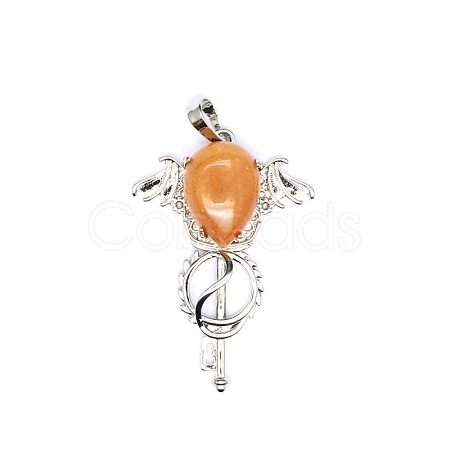 Natural Red Aventurine Teardrop Pendants PW-WG60016-16-1
