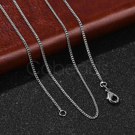 1mm Rack Plating Brass Curb Chain Necklaces for Women Men MAK-L044-26P-1