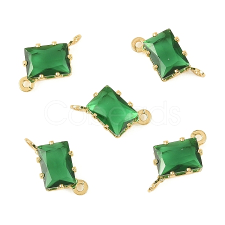 Brass Pave Cubic Zirconia Rectangle Connector Charms KK-P347-05G-03-1