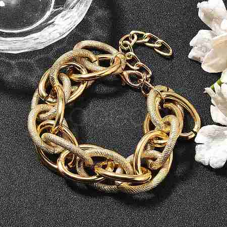 Punk & Hiphop Style Alloy Rolo Chains Link Bracelets for Women Men LS-BJEW-K270-01G-1