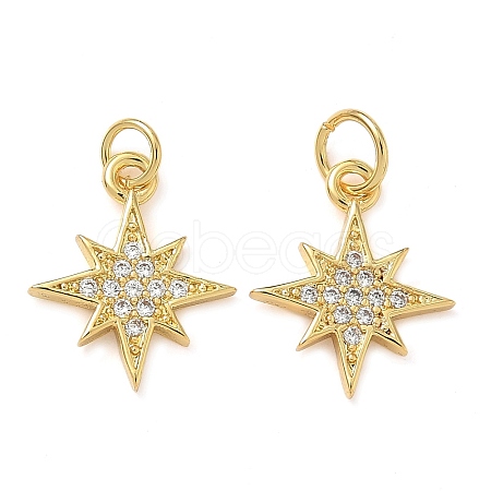 Brass Micro Pave Cubic Zirconia Pendants KK-P326-15G-1
