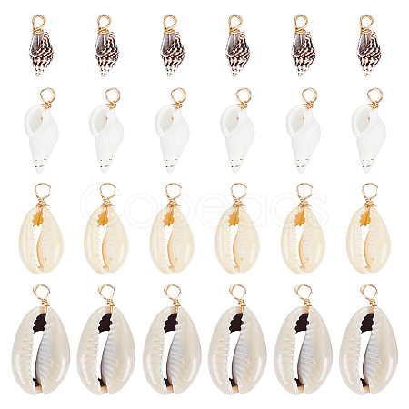 100Pcs 4 Style Natural Shell Pendant PALLOY-NB00011-1
