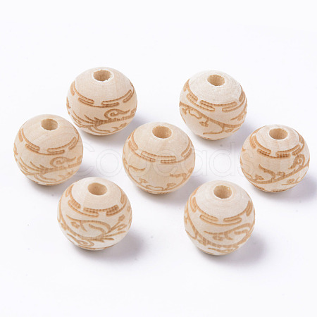 Unfinished Natural Wood European Beads WOOD-S057-009A-1