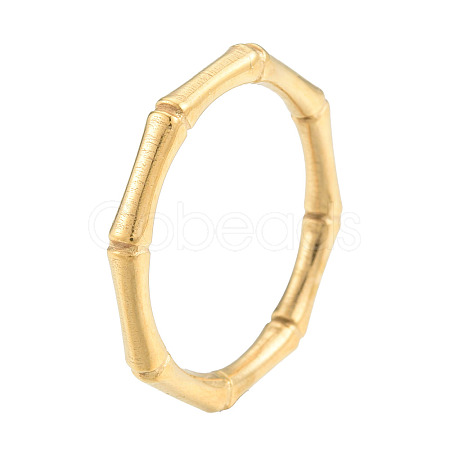 Ion Plating(IP) 201 Stainless Steel Bamboo Sticker Finger Ring for Women RJEW-N038-130LG-1