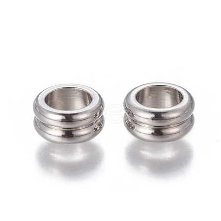 Tarnish Resistant 201 Stainless Steel Grooved European Beads STAS-P239-03P-1