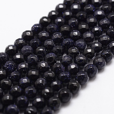 Synthetic Blue Goldstone Beads Strands X-G-D840-14-4mm-1