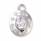 Eco-friendly Brass Micro Pave Cubic Zirconia Pendants, Cadmium Free & Lead Free, Long-Lasting Plated, Platinum, Oval with Star, Clear, 18x12.5x3.3mm, Hole: 2.6mm