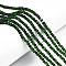 Glass Beads Strands, Faceted, Rondelle, Dark Green, 3.5~3.8x3mm, Hole: 0.4mm, about 113~115pcs/strand, 32~33cm