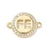 Brass Micro Pave Clear Cubic Zirconia Hollow Flat Round with FE Links Connector Charms KK-L268-018G-1