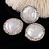 Flat Round Natural Cultured Freshwater Pearl Beads BSHE-P004-06-1
