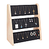 3-Tier Bamboo Necklace Organizer Display Stands with PU Leather Mat NDIS-WH0003-020A-6
