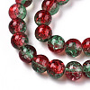 Two-Tone Crackle Baking Paint Transparent Glass Beads Strands X-CCG-T004-8mm-06-2