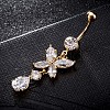 Brass Cubic Zirconia Navel Ring AJEW-EE0004-17-1