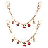 2Pcs Alloy FireBrick Enamel Fruit Charm Cable Chain Purse Decorative Chains HJEW-ME00012-1