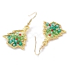 Christmas Tree Alloy & Glass Dangle Earring EJEW-TA00448-4