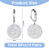 4 Pairs Brass Textured Flat Round Leverback Earrings EJEW-HS0001-22P-2