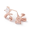 925 Sterling Silver with Cubic Zirconia Stud Earring Findings EJEW-B038-19RG-2