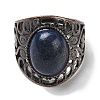 Natural Lapis Lazuli Oval Adjustable Rings RJEW-K271-06R-23-3