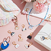 12Pcs 12 Styles Cat Shape Alloy Pendant Locking Stitch Markers with Brass Leverback Findings Clasps Stitch Marker HJEW-PH02053-4