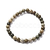 Natural Silver Leaf Jasper Round Beads Stretch Bracelet for Men Women BJEW-JB06824-01-1