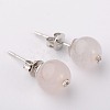 Gemstone Round Bead Ball Stud Earrings EJEW-JE01165-04-1