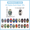 20Pcs 20 Colors Handmade Printed Porcelain Beads PORC-WR0001-03-2