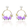 Ring with Flower Alloy & Rhinestone & Polymer Clay Stud Dangle Earrings FS-WGDD86E-03-1
