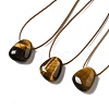 Natural Tiger Eye Triangle Pendant Necklace with Waxed Cord for Women NJEW-G093-01B-1