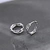 Anti-Tarnish Twisted Rhodium Plated 925 Sterling Silver Small Huggie Hoop Earrings EJEW-I260-37P-6