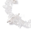 3Pcs Natural Mixed Gemstone Chip & Glass Shell Round Beaded Bracelets BJEW-JB12303-5