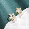 Brass Micro Pave Clear Cubic Zirconia Stud Earrings EJEW-C174-02C-G-2