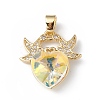 Real 18K Gold Plated Rack Plating Brass Micro Pave Cubic Zirconia Pendants KK-C015-03G-01-1