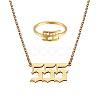 Angel Number Pendant Necklace & Open Cuff Ring JX199A-1