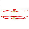 2Pcs 2 Styles Bohemian Brass Beads Braided Bead Bracelets BT1454-1-1
