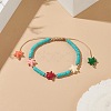 Dyed Synthetic Turquoise(Dyed) Heishi Beaded Bracelets with Dyed Synthetic Coral Starfish BJEW-JB09194-01-2