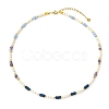 Natural Amethyst & Lapis Lazuli  & Synthetic Blue Lace Agate Heishi Beads and Natural Cultured Freshwater Pearl Rice Beaded Necklaces for Women NJEW-JN06294-02-2