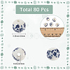 80Pcs Floral Printed Porcelain Beads PORC-SC0001-17-2