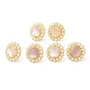 Ion Plating(IP) Natural Shell Flower Stud Earrings with Plastic Pearl Beaded EJEW-E599-04G-01-2