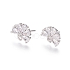 Brass Cubic Zirconia Stud Earring Findings EJEW-E257-05P-1