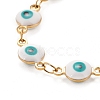 Enamel Oval with Evil Eye Link Chains Bracelet BJEW-P271-04G-02-2