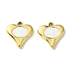 Ion Plating(IP) 304 Stainless Steel Pave Shell Heart Charms FIND-Z028-23G-1